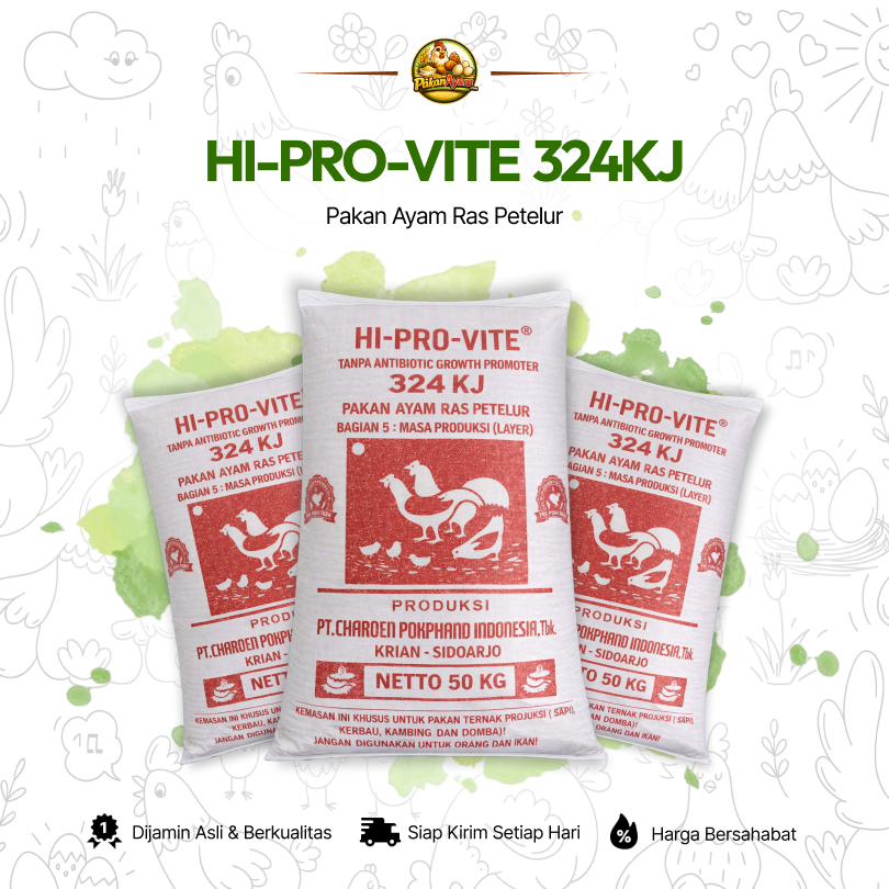 HI-PRO-VITE 324KJ Pakan Ayam Petelur Produksi | Repack | Masa Produksi | Charoen Pokphand | 20KG - 5