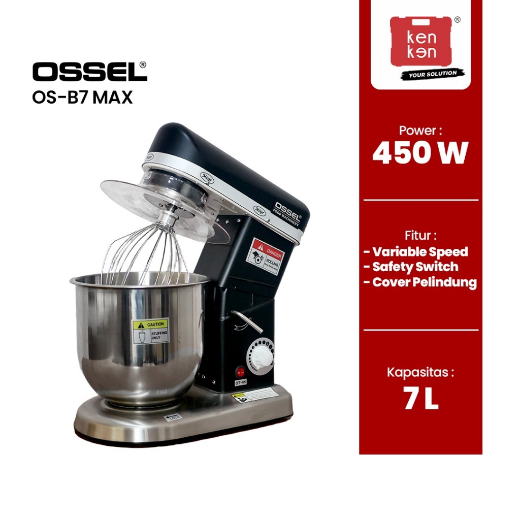 Ossel - Mixer Planetary 7 Liter Mixer Bolu Donat 700 gram Mixer OS B7 MAX