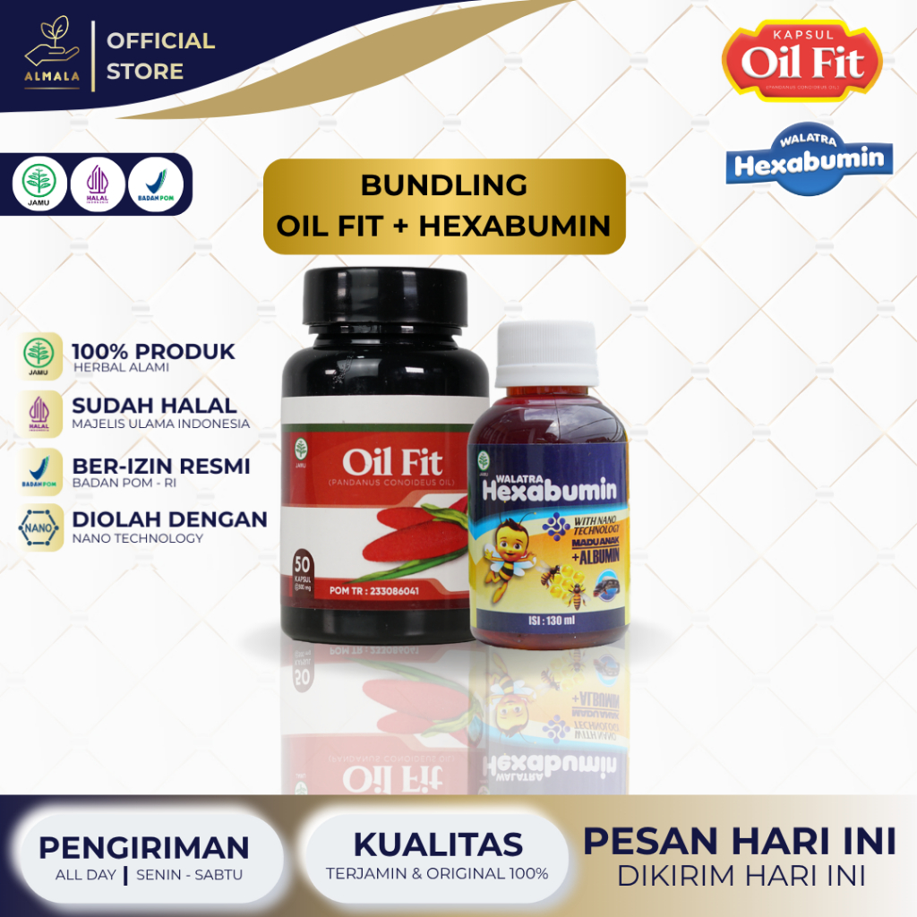 ALMALA - PAKET BUNDLING Oil Fit Ekstrak Buah Merah Papua + Hexabumin Madu Anak