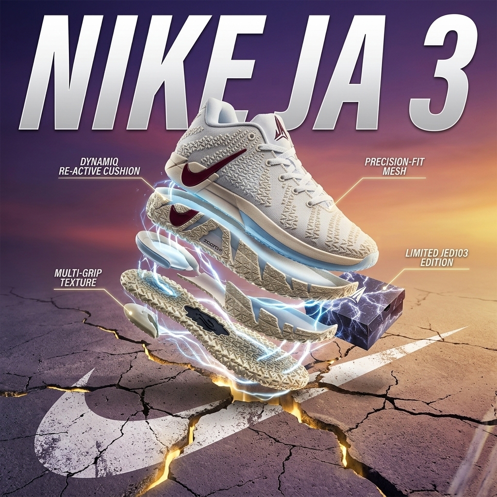 NK JA3 Morant Daybreak Basketball Shoes Swoomsh Logo white Ja 3 Max Low Top Basketball Shoes Men's T