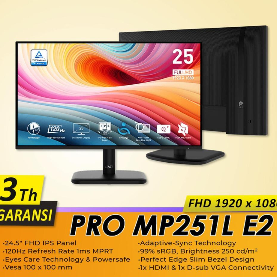 Monitor MSI PRO MP251L E2 Full HD 120Hz 1ms 25" Rapid IPS - MSI MP251L