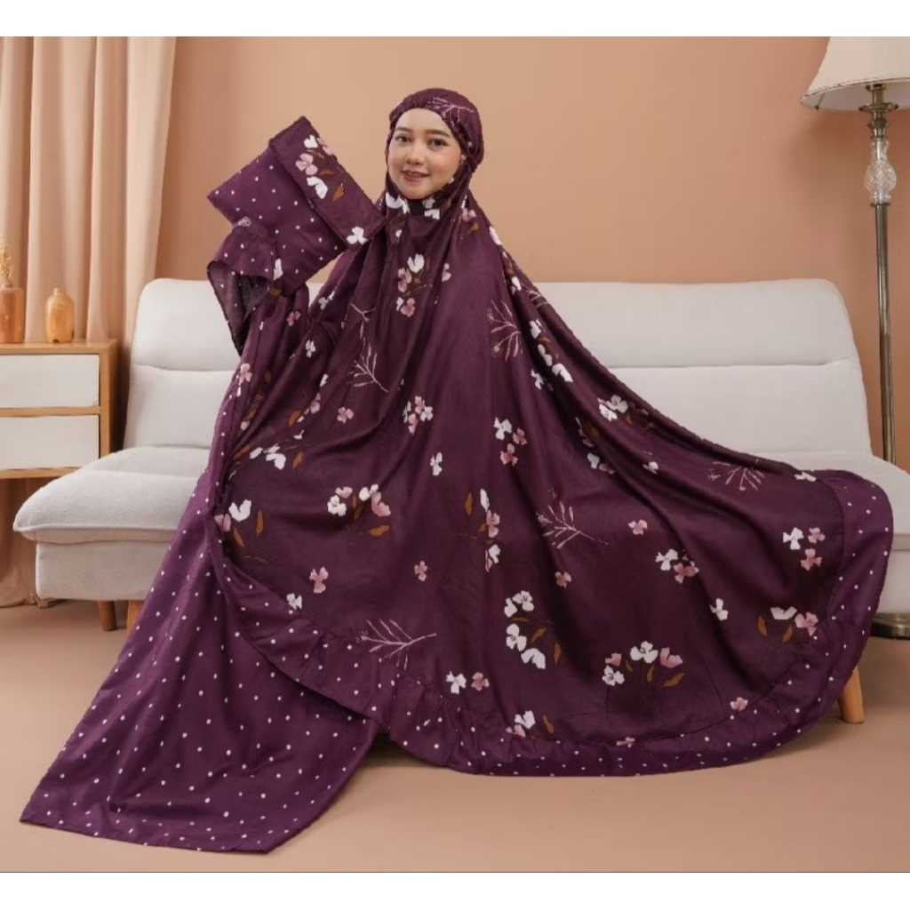 Mukena Dewasa Katun Rayon Jumbo Premium Bahan Jatuh dan Adem (Motif Random)