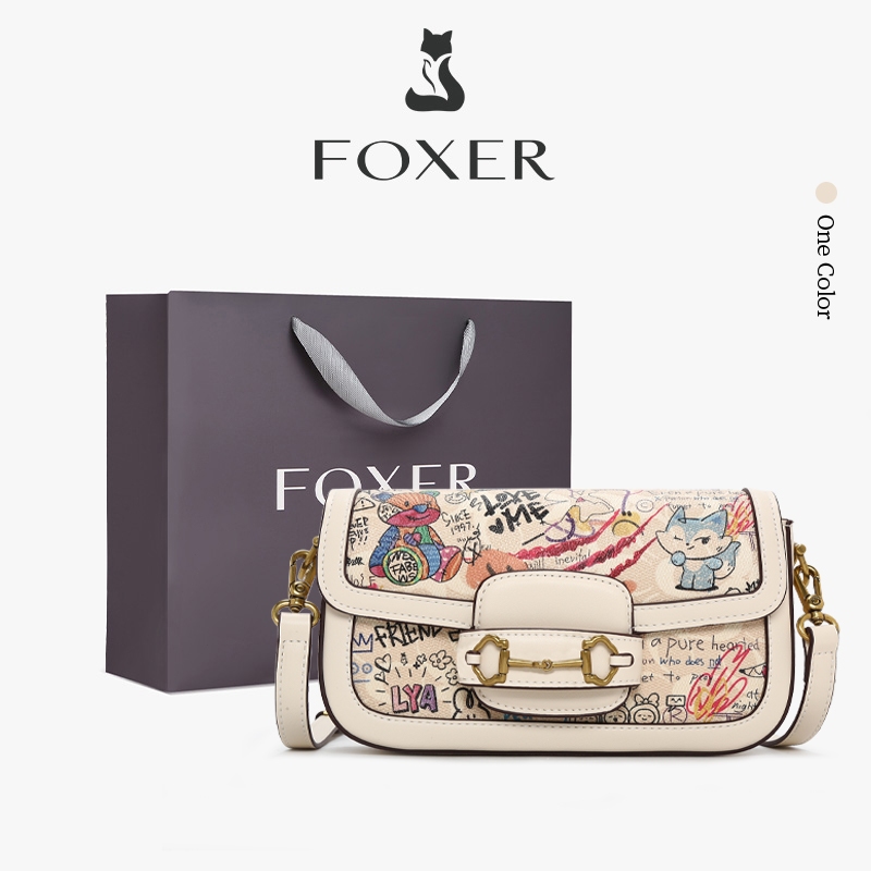FOXER Tas Bahu Wanita Grafiti Tas Selempang Kecil Tas Tangan Fashion Wanita