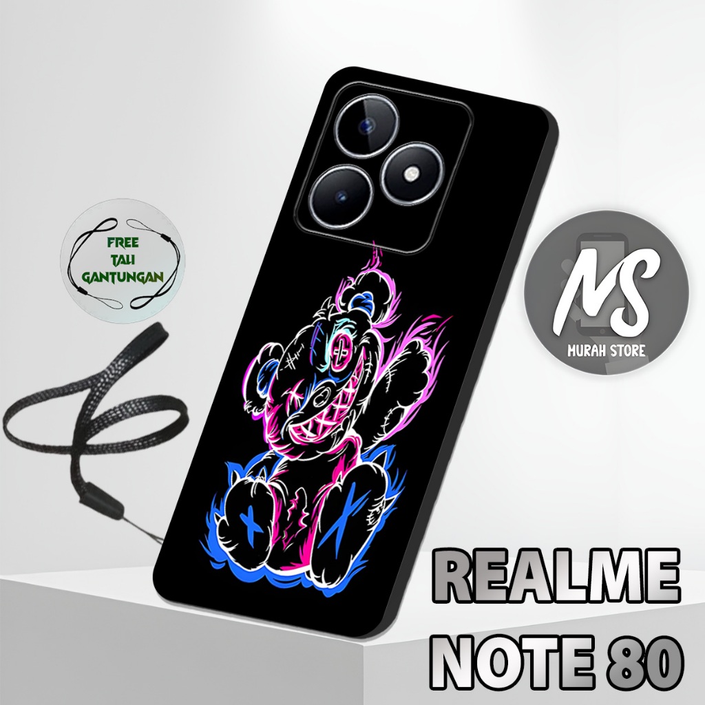 MS37 / Softcase Karet  REALME NOTE 80 + TALI GANTUNGAN HP / Motif Monster / Case Hp REALME NOTE 80 /