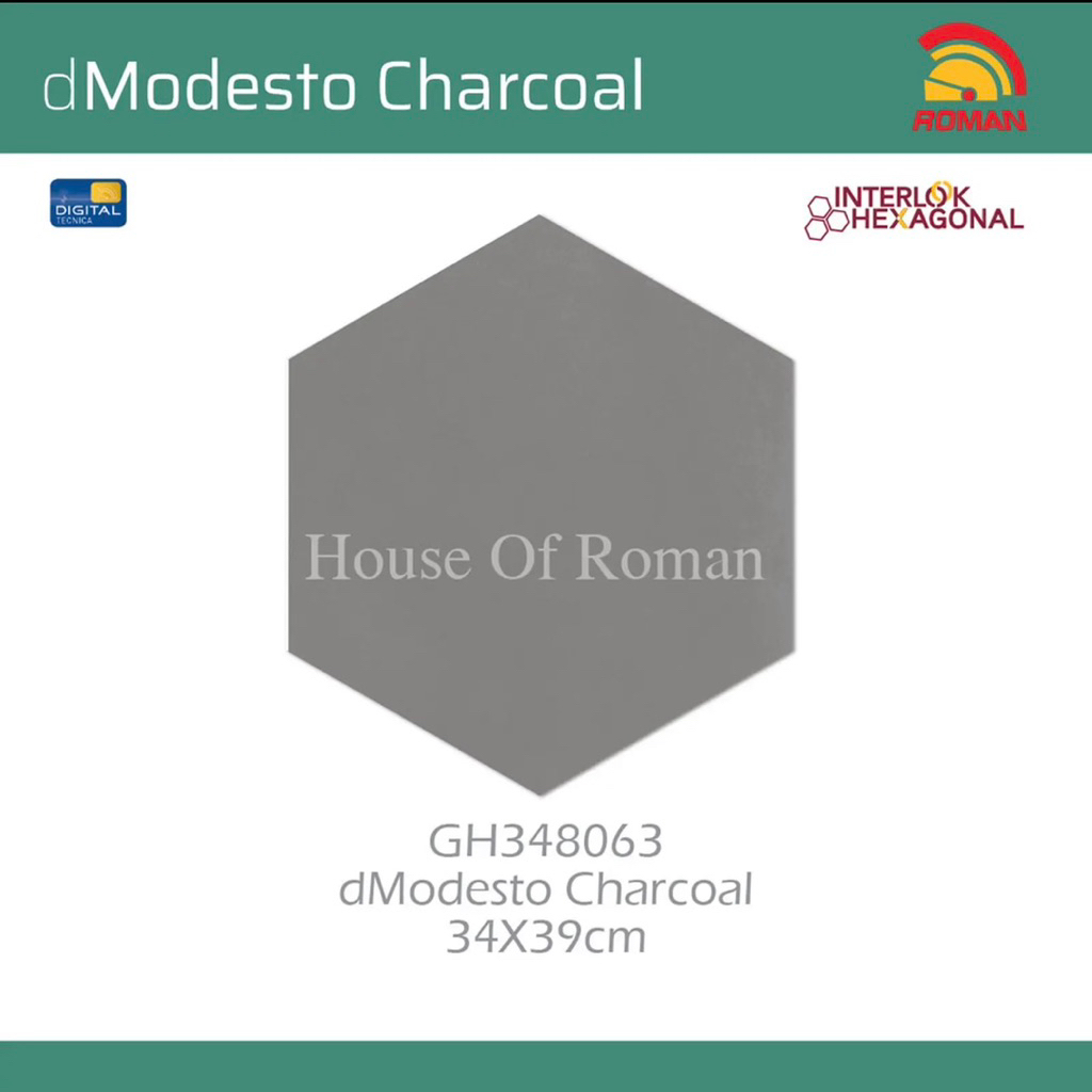 Roman Keramik dModesto Grigio/Keramik Dinding Kamar Mandi/Keramik Segi Enam/Keramik Hexagonal/Kerami
