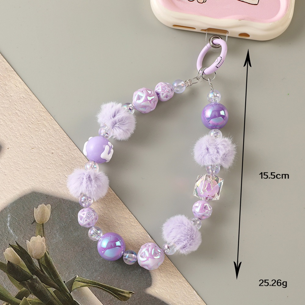 tali gantungan hp bulu | strap hp | gantungan tas for girl gift 0002 purple