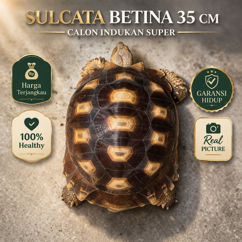 Pelet Sulcata Besar Betina 35 CM Indukan Super Sehat Aktif