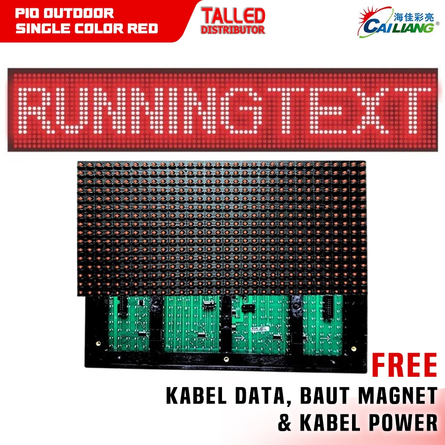 MODUL P10 DIP RUNNING TEXT FULL OUTDOOR MERAH CAILIANG