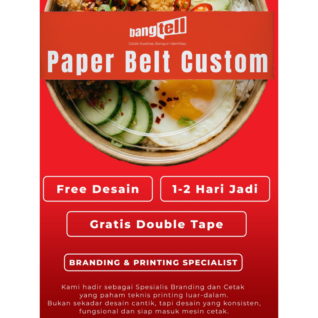 [CUSTOM FREE DESAIN] Cetak Paper Belt Sabuk Kemasan  - Label Box Sleeve Hampers Hijab Makanan Food G