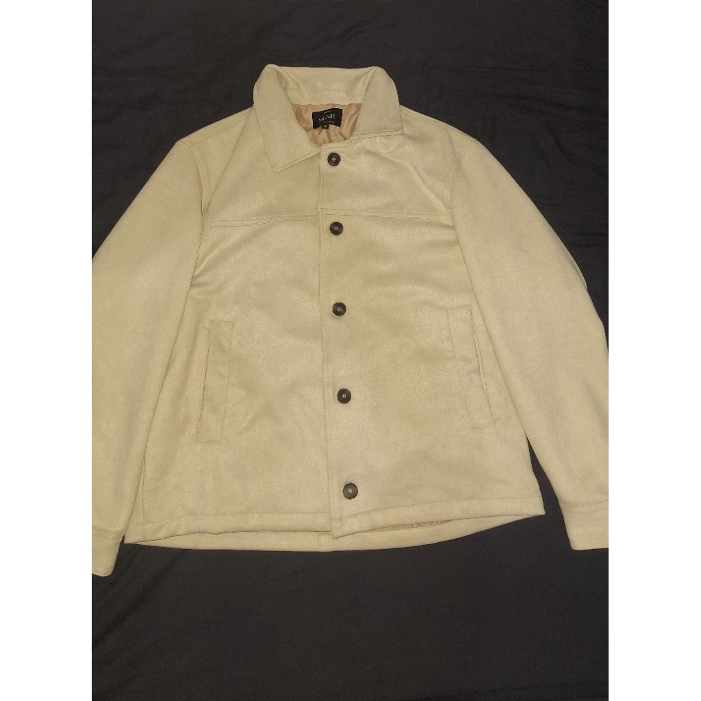 SIGNORE Minimal Button Suede Jacket Offwhite Ukuran M
