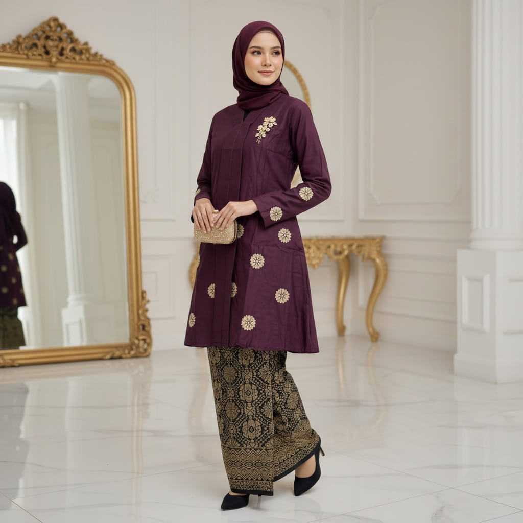 tunik seroja/tunik melayu/set melayu/set baju melayu dan songket