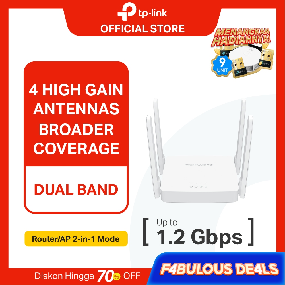 TP-Link | Mercusys AC10 | AC1200 WiFi 5 Router | Dual Band |  High Gain Antena | Multi Mode | IPTV