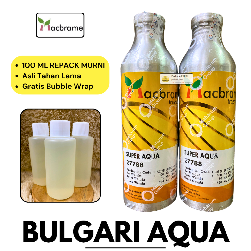 Bibit Parfum Macbrame Bulgari AQUA Murni 100 ML Repack Super AQUA - Parfum Murni Non Alkohol - AQUA 