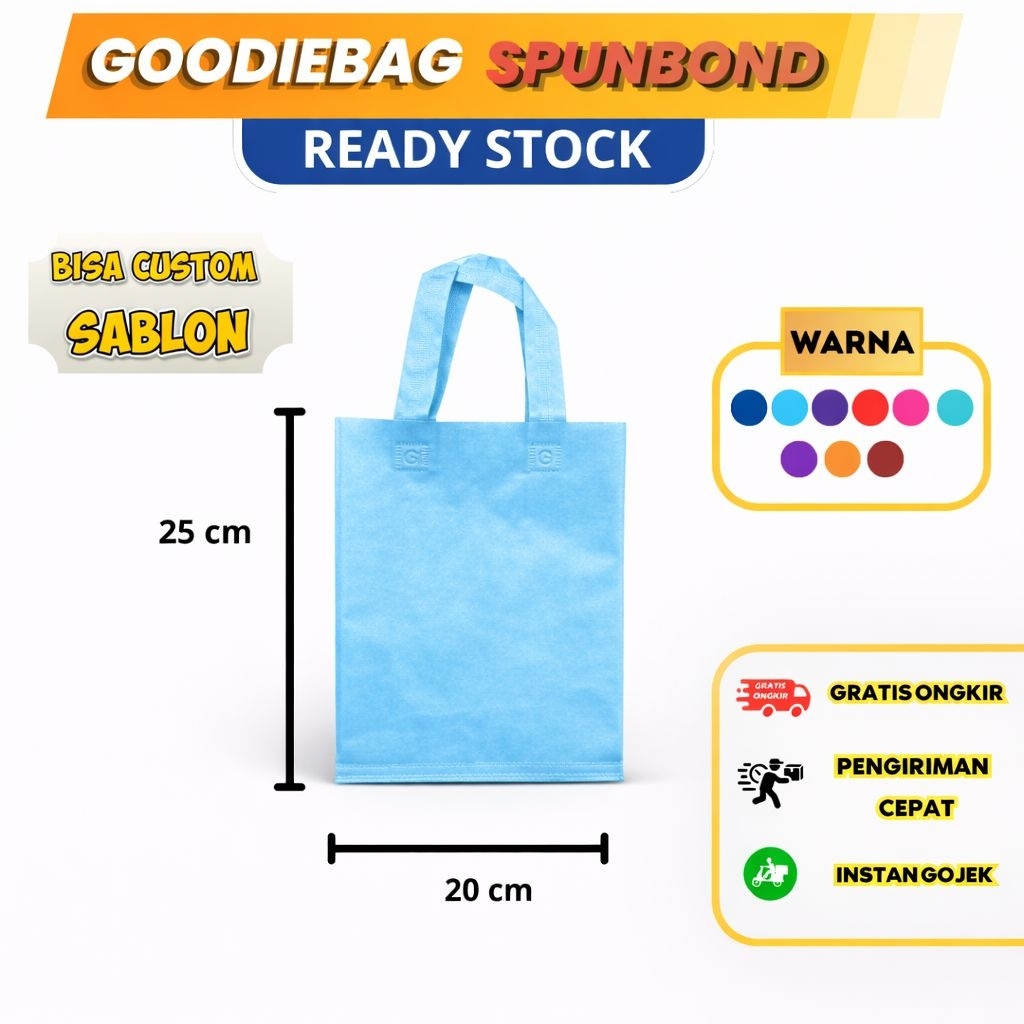 TAS SPUNBOND TAS KAIN RAMAH LINGKUNGAN TALI 20X25  MURAH SOUVENIR
