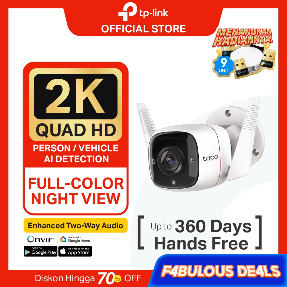 TP-Link | Tapo TC65 C320WS Outdoor WiFi Camera 2K Smart IP CCTV Full Color Night Vision Security