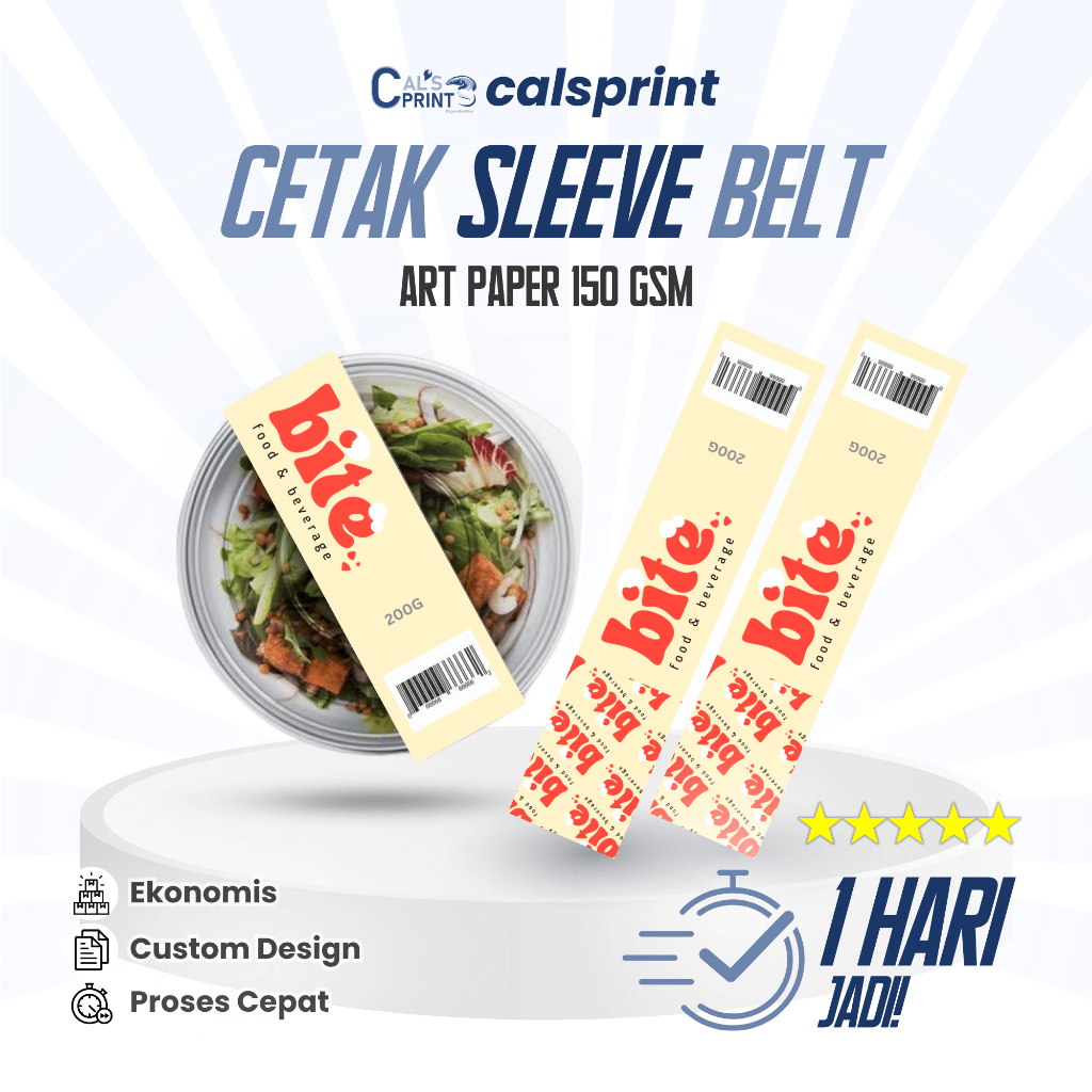 Cetak Paper Sleeve Belt, Custom Sleeve Belt Art Paper 150 gsm, Label Kemasan Makanan
