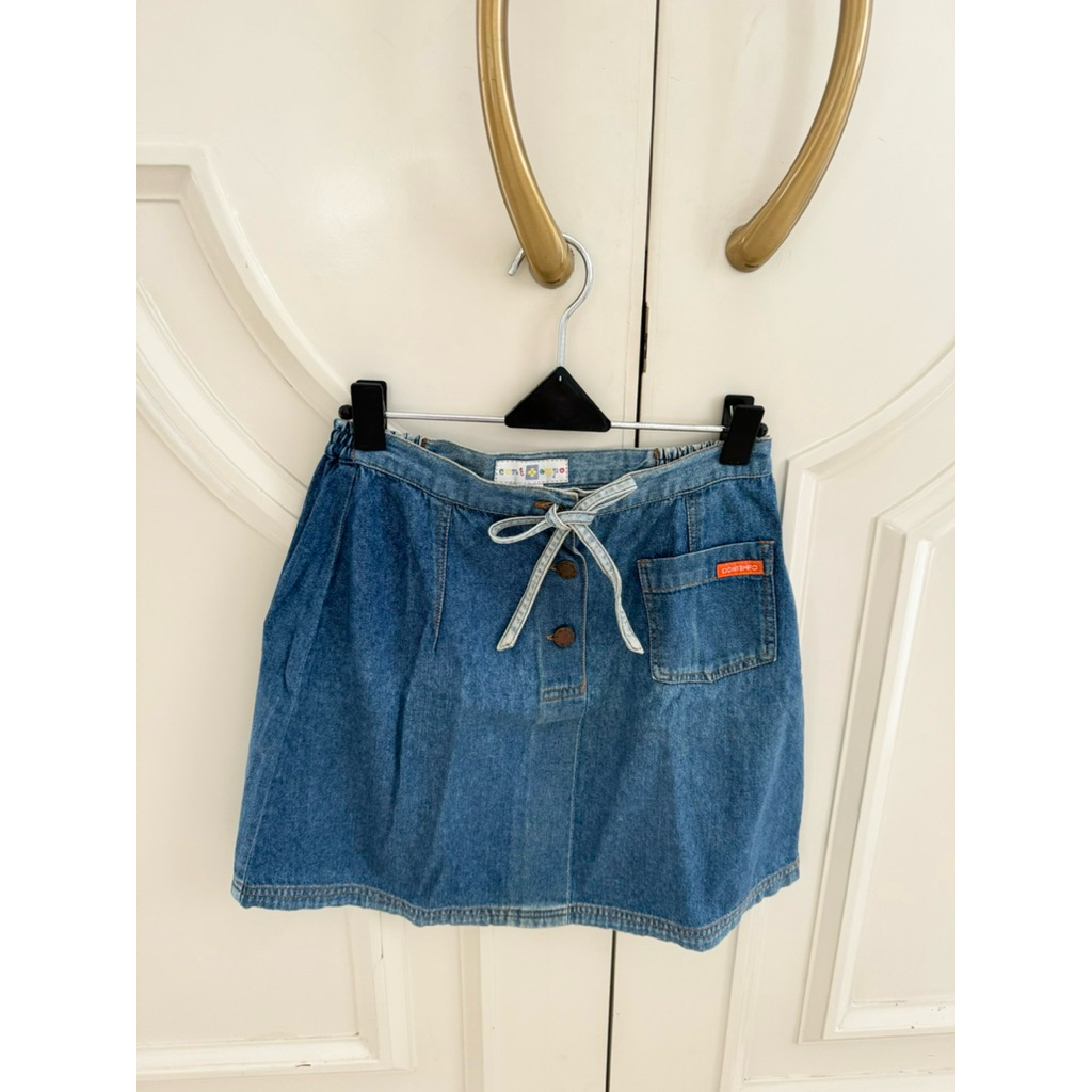 Contempo kids ribbon skirt denim for kids rok bawahan anak perempuan jeans pita basic