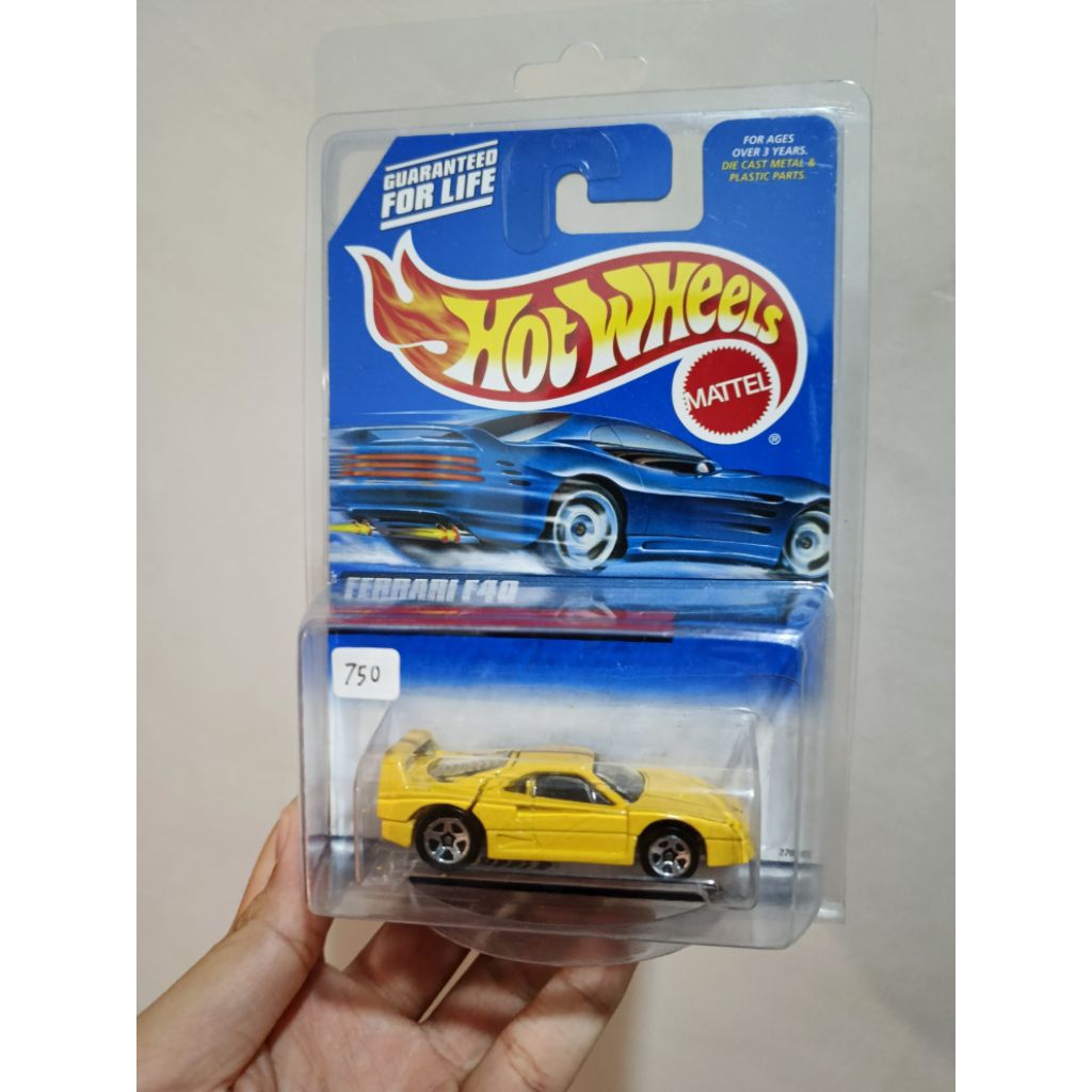 Hot Wheels Ferrari F40 Yellow by Larry Wood Blue Card 2000