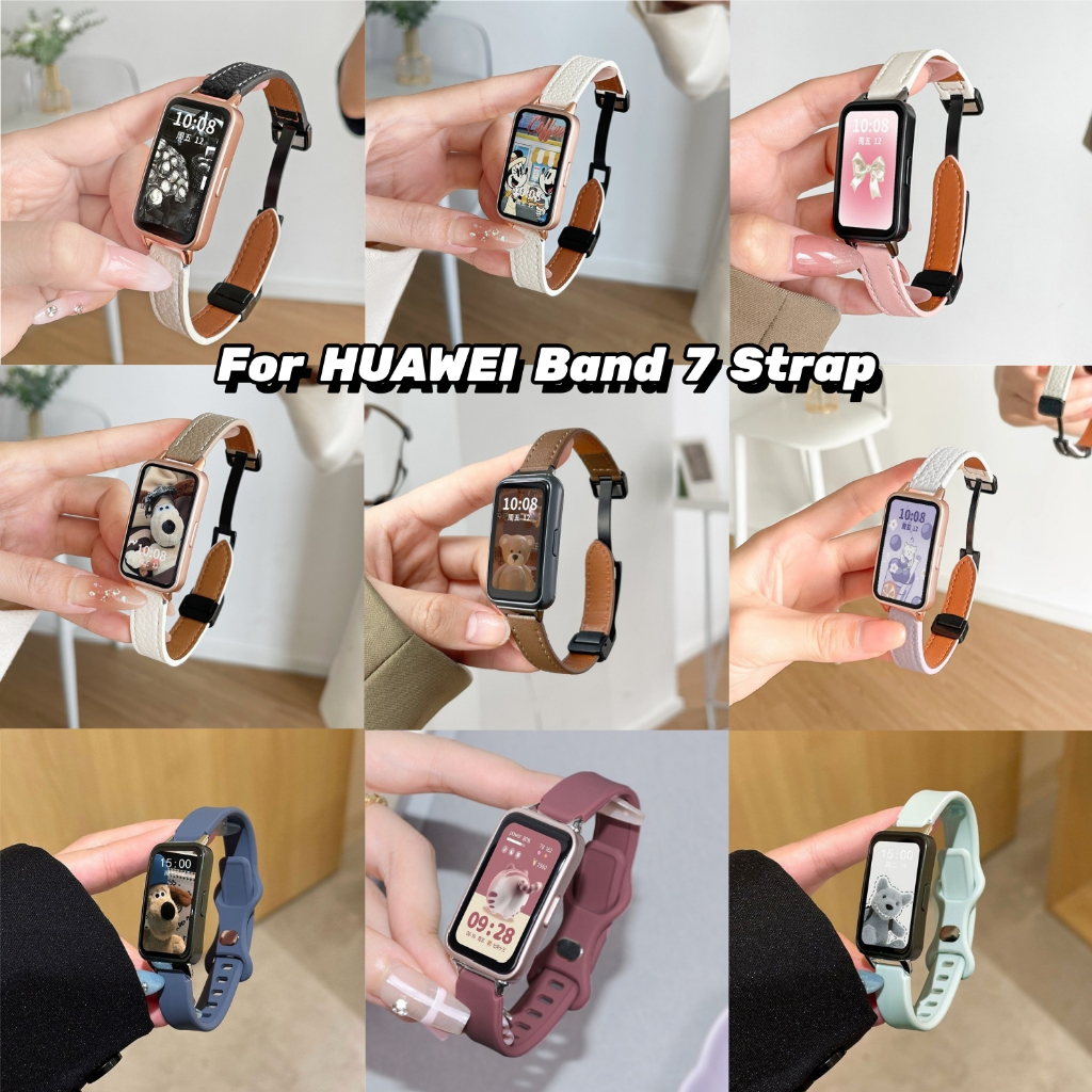 Strap Huawei Band 7 Leather Strap huawei band 7 tali  silicone watch strap huawei band 7 jam Smart S