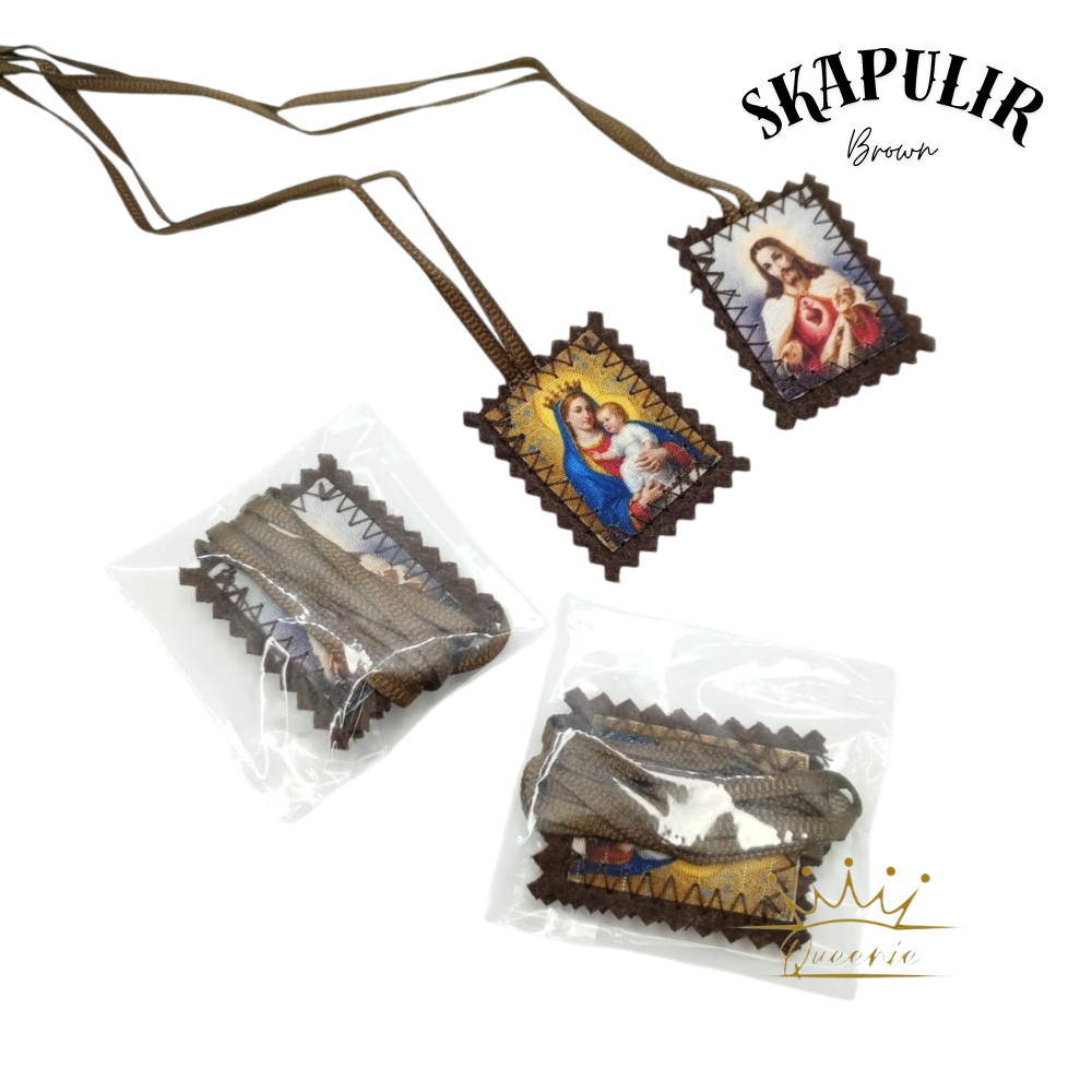 New Product Skapulir Ktolik Brown | Skapulir Kalung Katolik | Skapulir Coklat