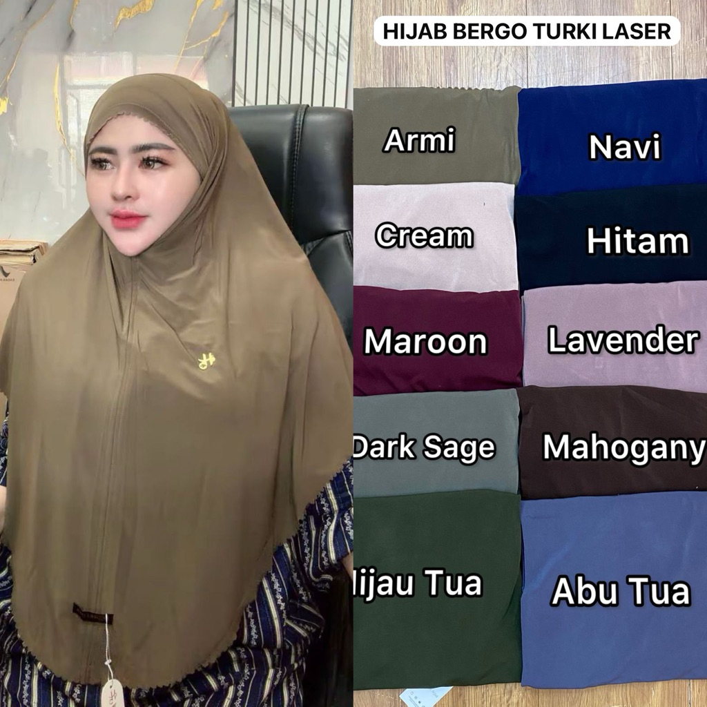 HIJAB BERGO TURKI LASER JERSEY INNA BUTIK