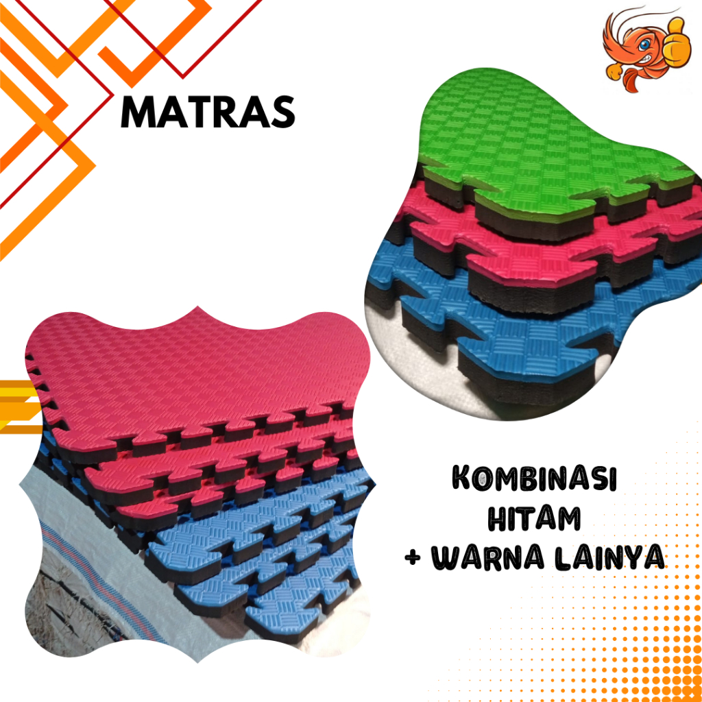 Matras Puzzle Lapis 1x1 Meter EVA Sponge Tebal 2-5cm Grade B Multiwarna