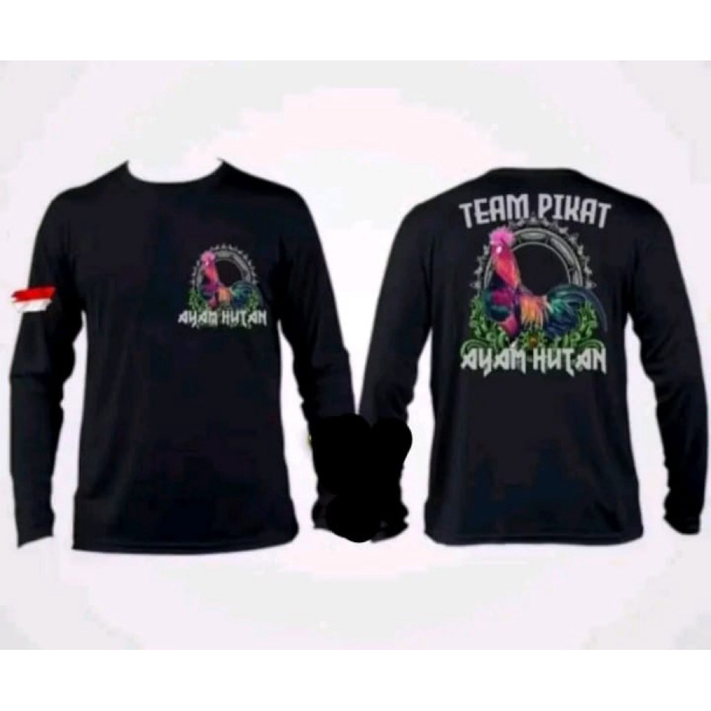 Kaos sablon team pikat ayam hutan lengan panjang t-shirt distro unisex bahan adem