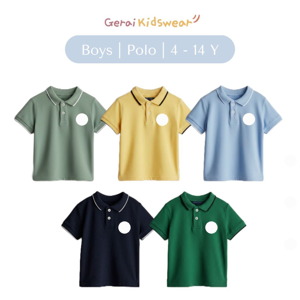 Geraikidswear Kaos Kerah Polo Anak Laki Laki 4-14 Tahun