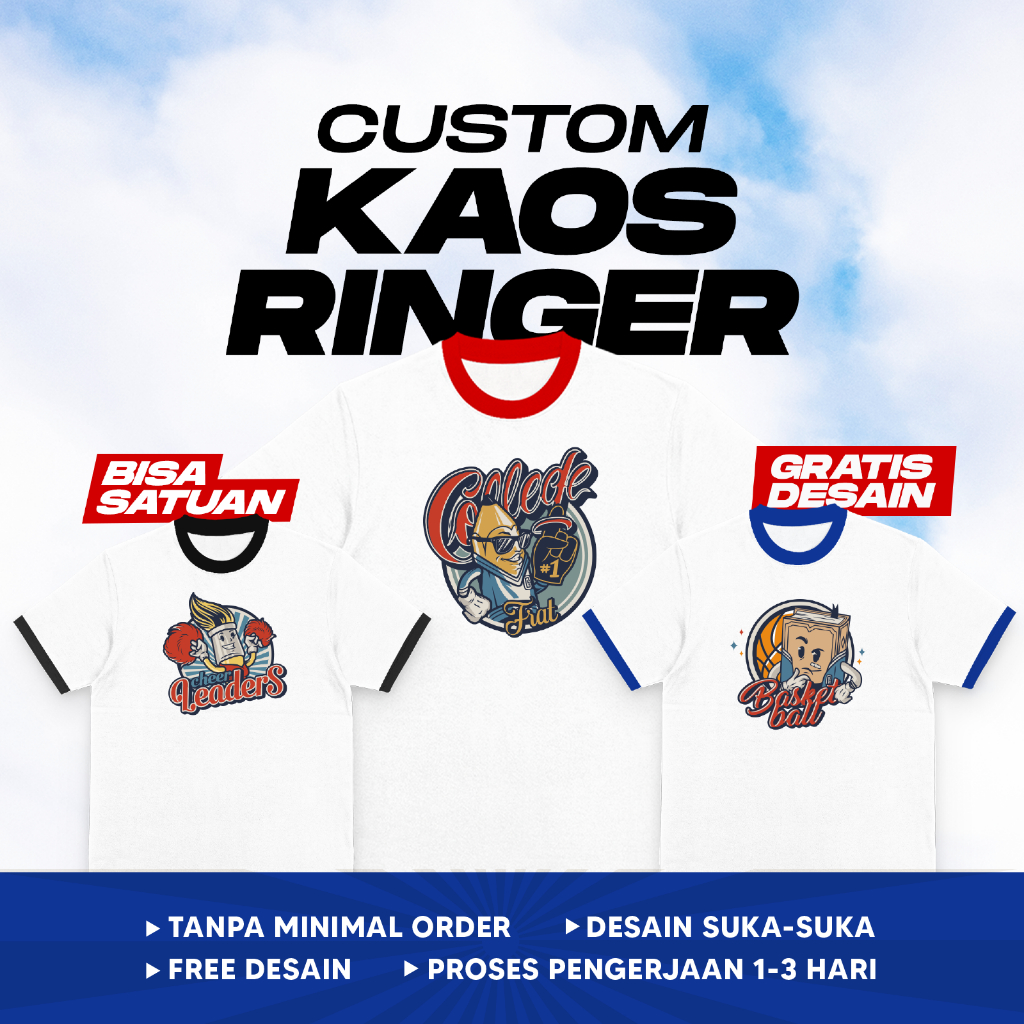 Kaos Custom Ringer Tee / Kaosan Apparel / Tshirt Ringer Custom / Kaos Kelas Komunitas