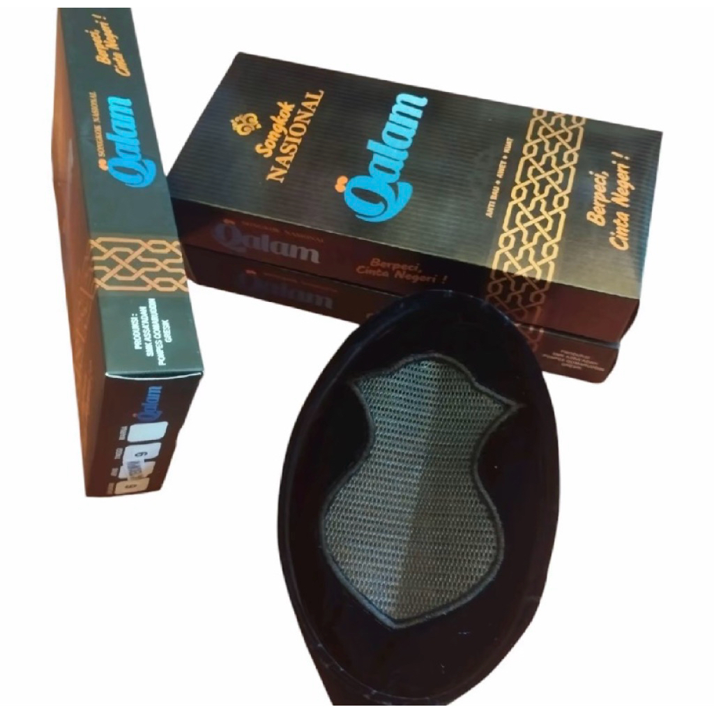 SONGKOK PECI KOPIAH HITAM AC TEROMPAH MERK QALAM tinggi 9