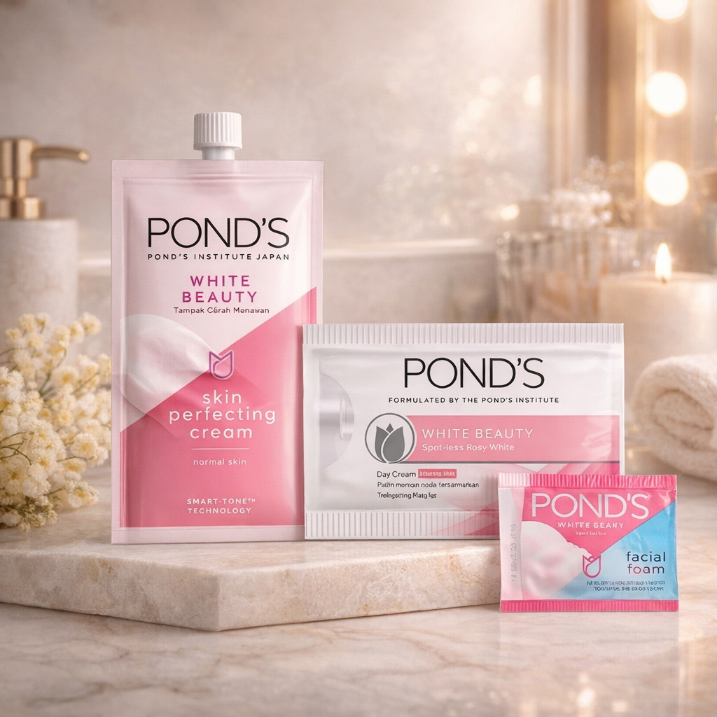 PONDS WHITE BEAUTY SKIN PERFECTING CREAM 7.5G - Facial Foam 9GR - DAY CREAM - ponds Age Miracle Yout