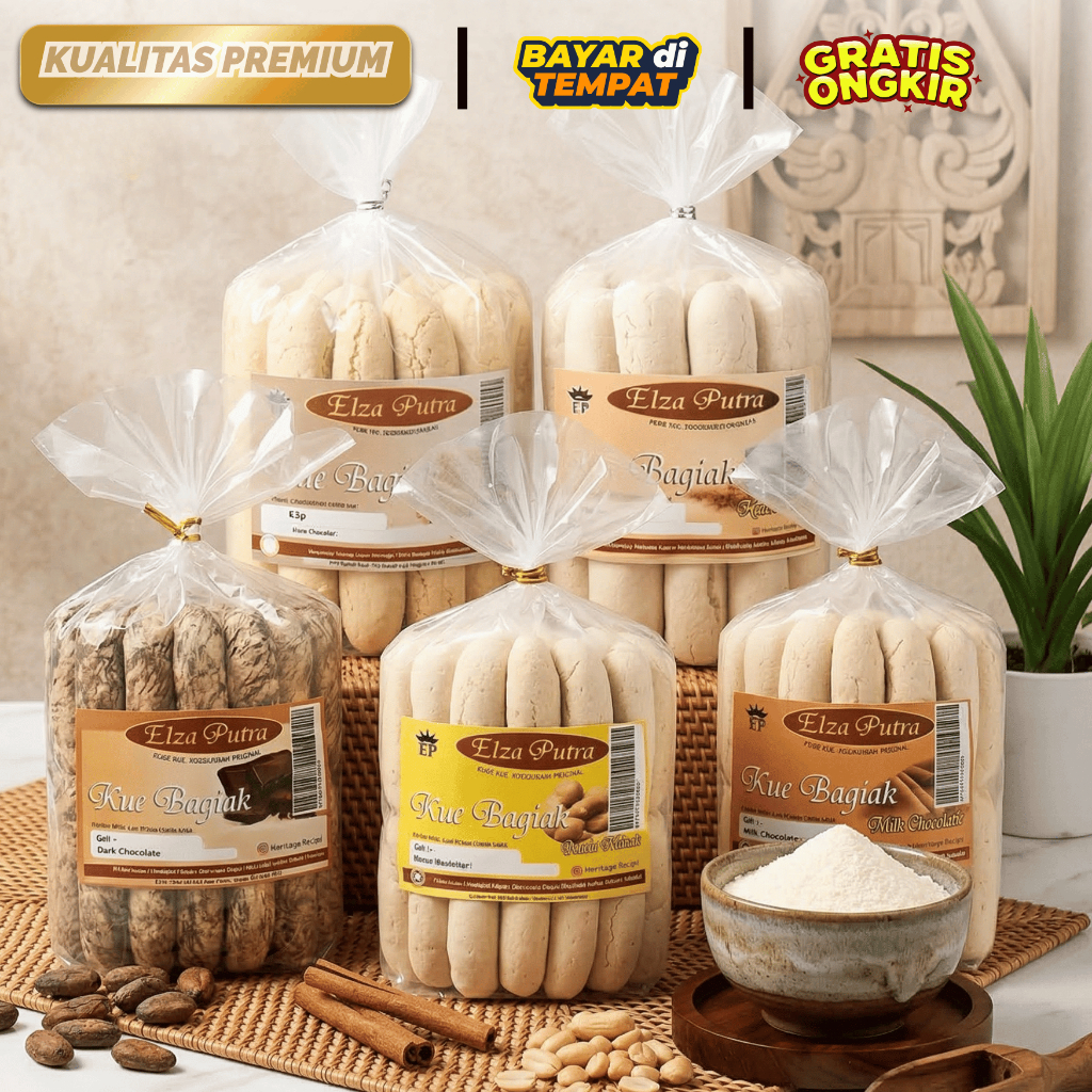 KUE BAGIAK IDEA FOOD | Kue Bagiak Rasa Jahe Keningar Durian Coklat Susu Wijen Kelapa Kacang Netto 40