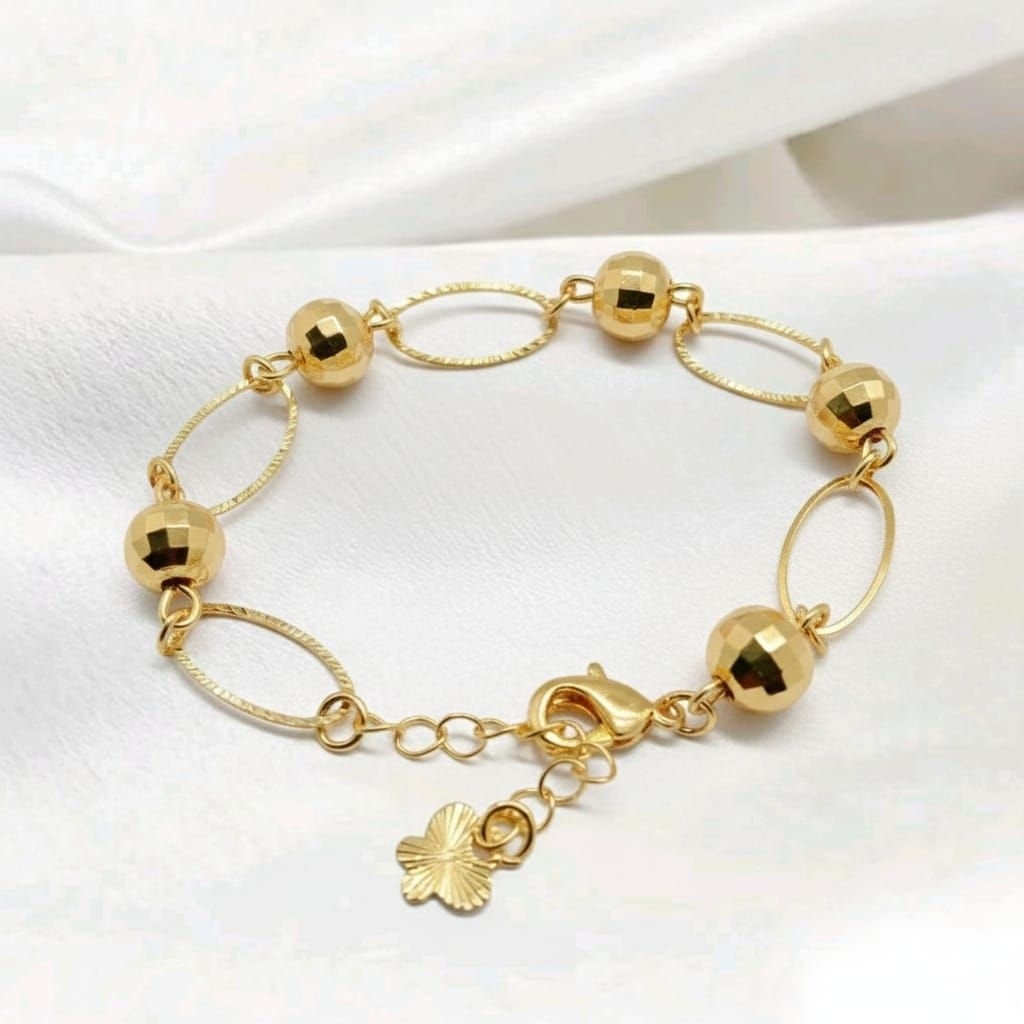 Gelang model kolong asli titanium berlapis emas 24k anti karat