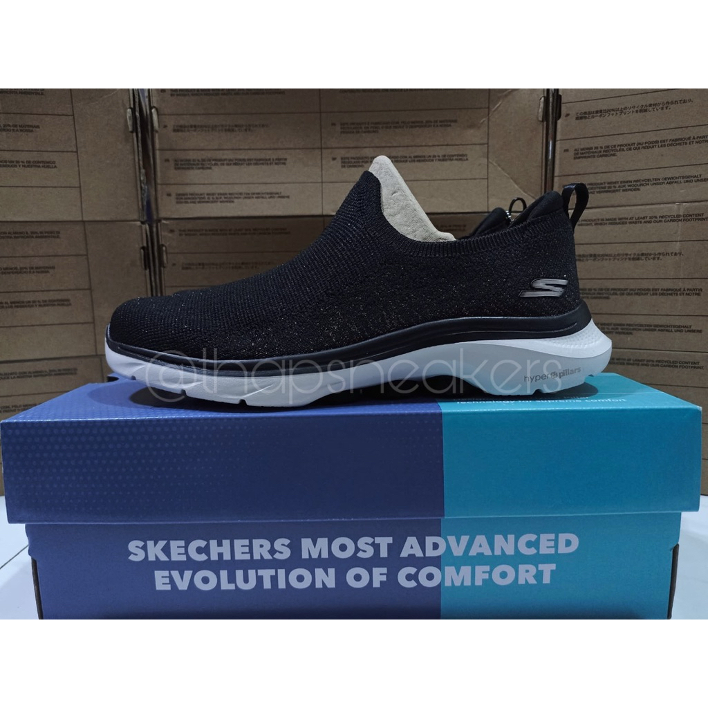 Sepatu Wanita Skechers Go Walk 7 - Zaida Black/Rose Gold Original PT MAP Resmi