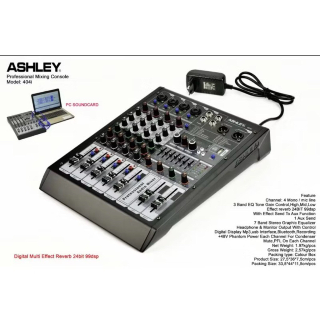 Mixer Ashley 404i 404I Original 4 channel 99dsp Soundcard Recording kondisi bekas