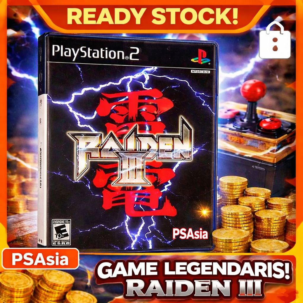 Kaset PS2 Raiden 3 - game arcade PlayStation 2 - game pesawat 2D - game klasik pertempuran pesawat P