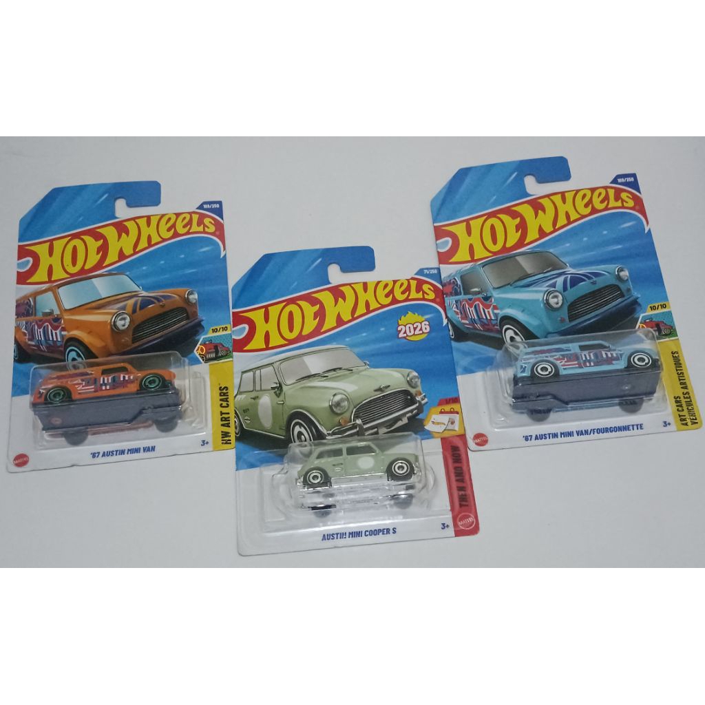 Hot Wheels Paket Austin Mini (Austin Mini Cooper S, Austin Mini Van, Fourgonnette)