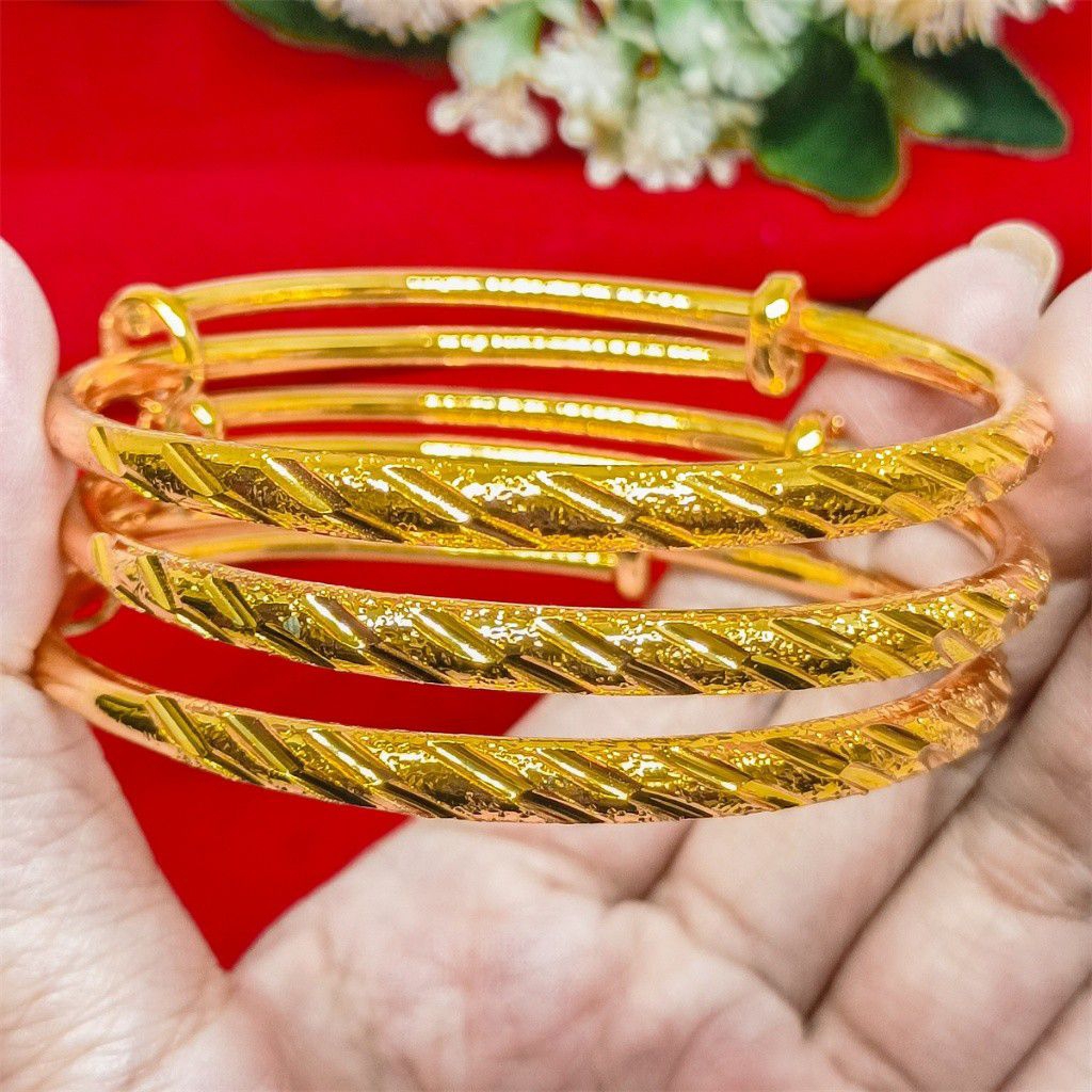GELANG BANGLE UKIR KERONCONG LAPIS EMAS 24K PERHIASAN DUBAI LAPIS EMAS TERBARU