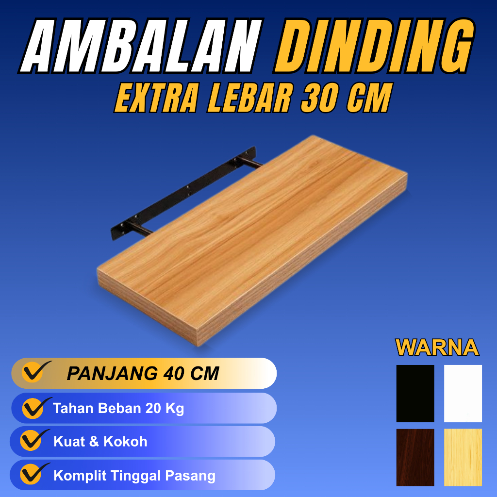 Ambalan dinding Kayu Rak buku Dapur Ruang Tamu Ambalan Tempel dinding Panjang 40 cm lebar 30cm