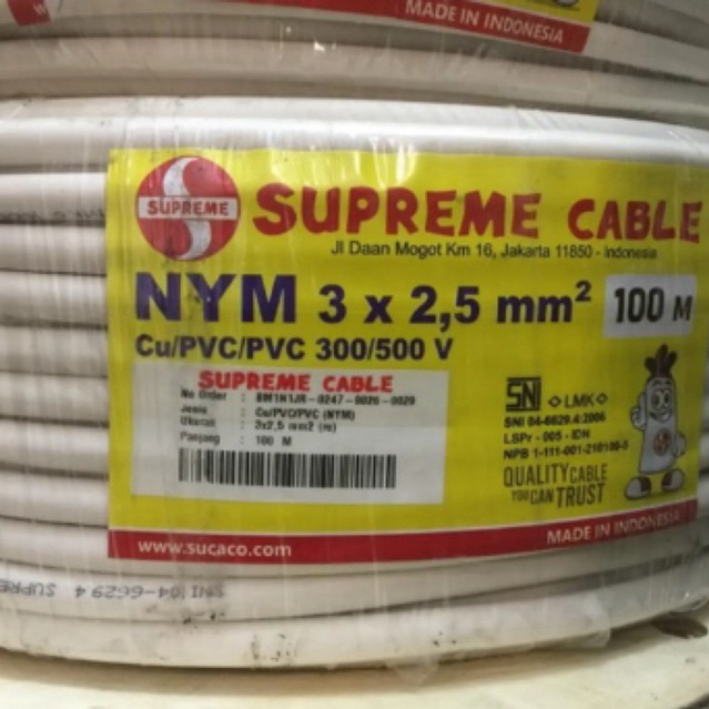 Kabel Supreme NYM 3X2,5mm 100 Meter Kabel Listrik 1ROL