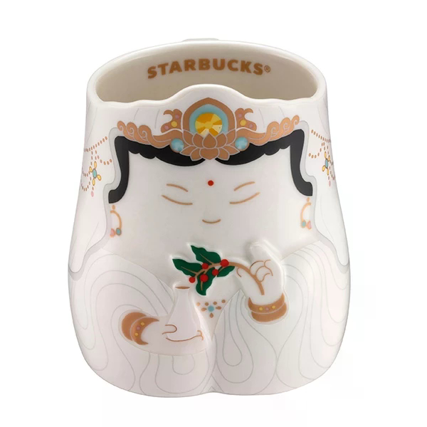 Mug Starbucks Pray for Free (Guanyin Pusa/Guanyin) 12 OZ | Mug Keramik Karakter Tahun China | Mug Gi