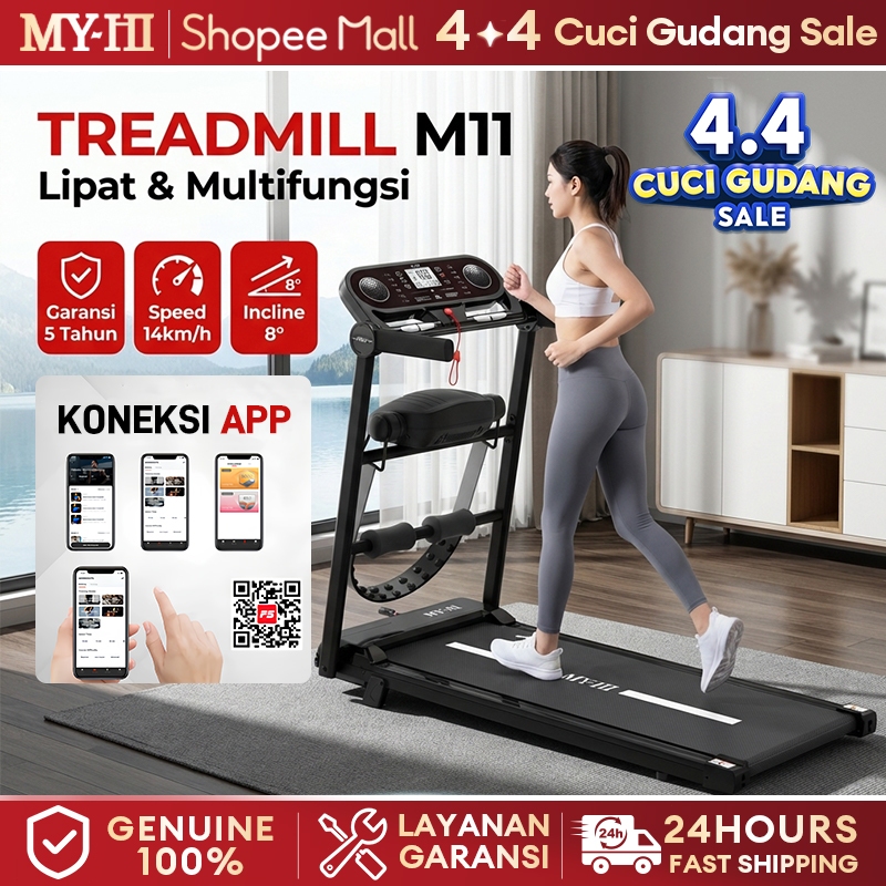 MY-HI Treadmill electric low watt  M10  BB 260kg  Treadmill Portable listrik  lipat  Walking Pad