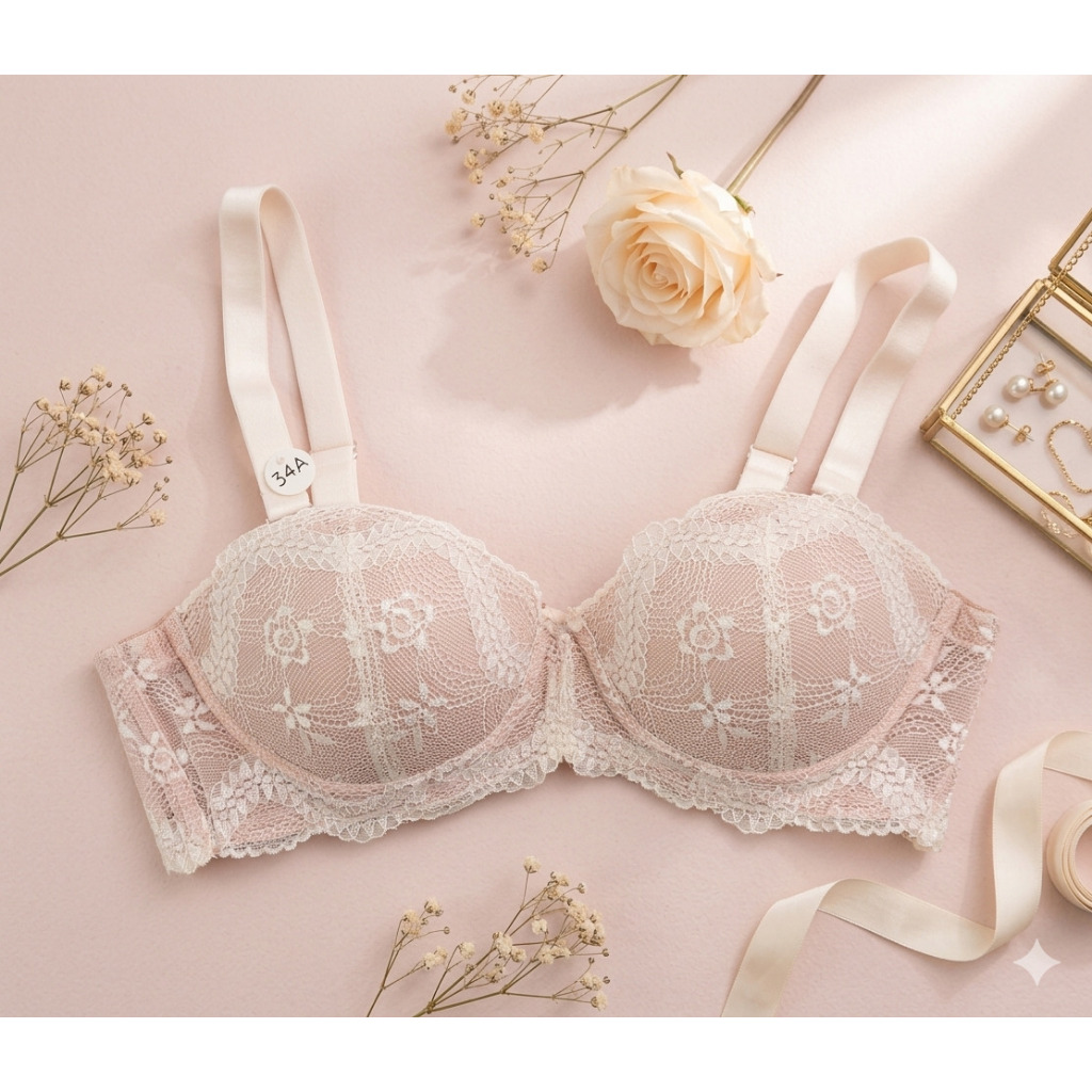Bra Wanita Renda Berkawat Busa Tipis Half Cup ST.YVES Pakaian Dalam Wanita / Underwear SY875NUD