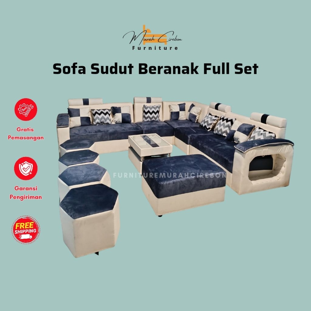 Sofa Beranak Full Set Lengkap - Sofa Ruang Tamu Luas  - Kursi Tamu Mewah