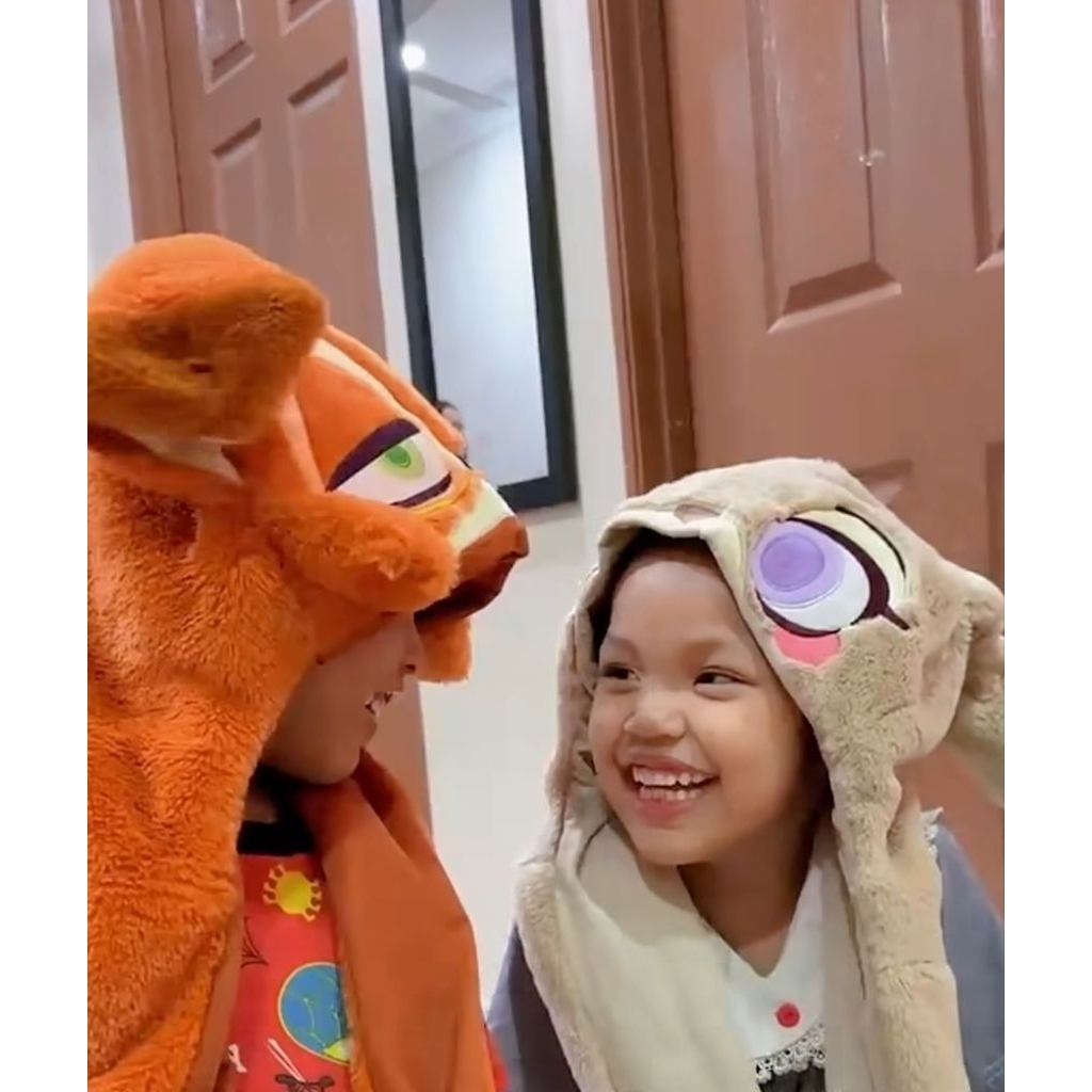 Zootopia Judy Hoops Nick Wild Movable Ear Hat Mr Diy Topi Telinga Gerak Penutup Kepala