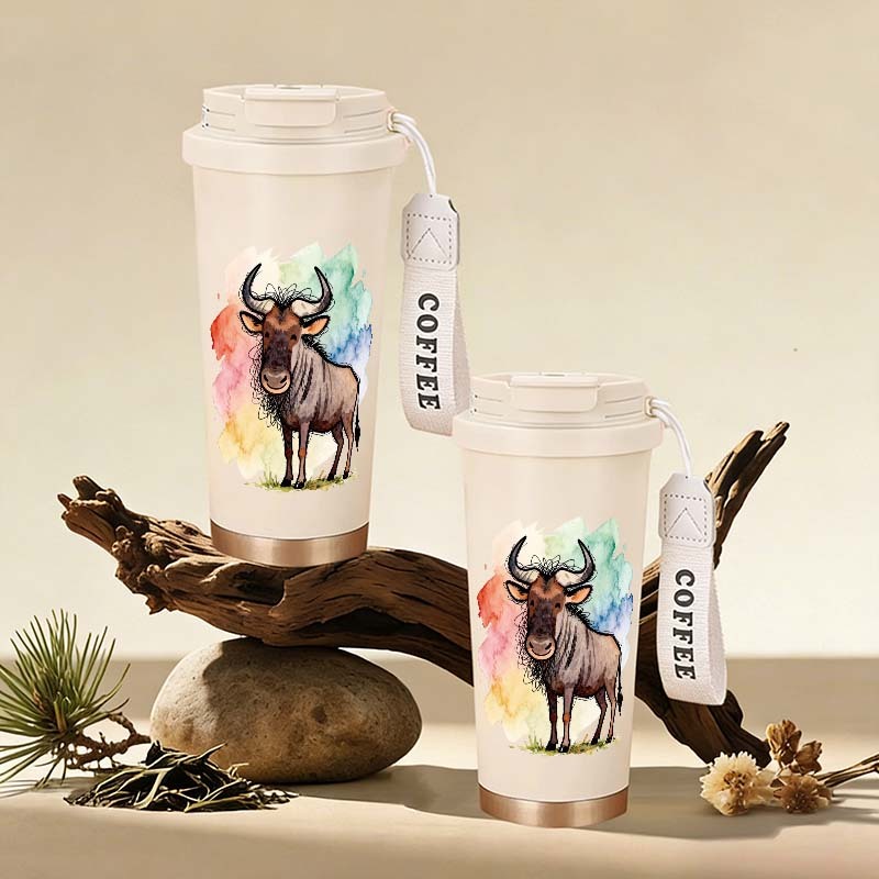 Cute Wildebeest Tumbler CUP Termos Stainless Steel 316 500ml Desain Stylish Ramah Lingkungan Coffee 