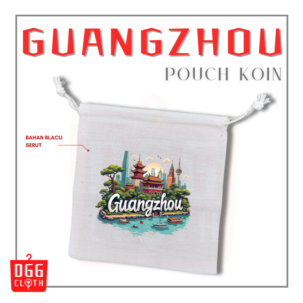 DGGCloth Pouch Koin Souvenir Guangzhou Dompet Koin Oleh Oleh China Bahan Blacu Tali Serut 3