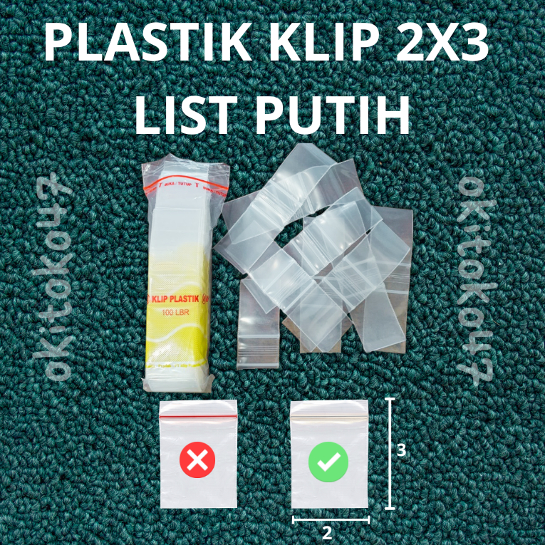[ LIS PUTIH ] Plastik klip kecil ukuran 2x3 Lis Putih | plastik klip kecil 2x3 cm - Transparant