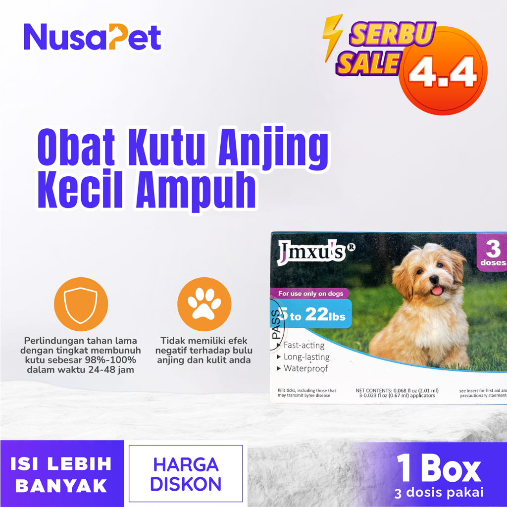 Obat Kutu Anjing Kecil Jmxu – Obat Anti Kutu Anjing Tetes – Obat Tetes Kutu Anjing Ampuh - 3 Dosis P