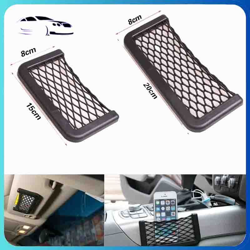 Terbuat Kokoh Kantong Jaring Mobil Serbaguna Besar Kecil Elastis Pocket HP Mobil